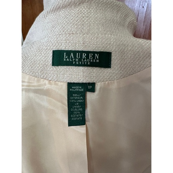 LAUREN Ralph Lauren Blazer Soft Blush Linen Blend Button Tailored Jacket 8P - Picture 3 of 8